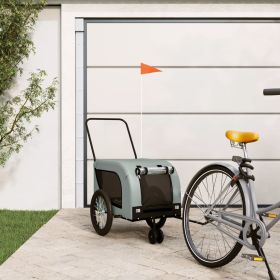 Pet Bike Trailer Gray and Black Oxford Fabric and Iron